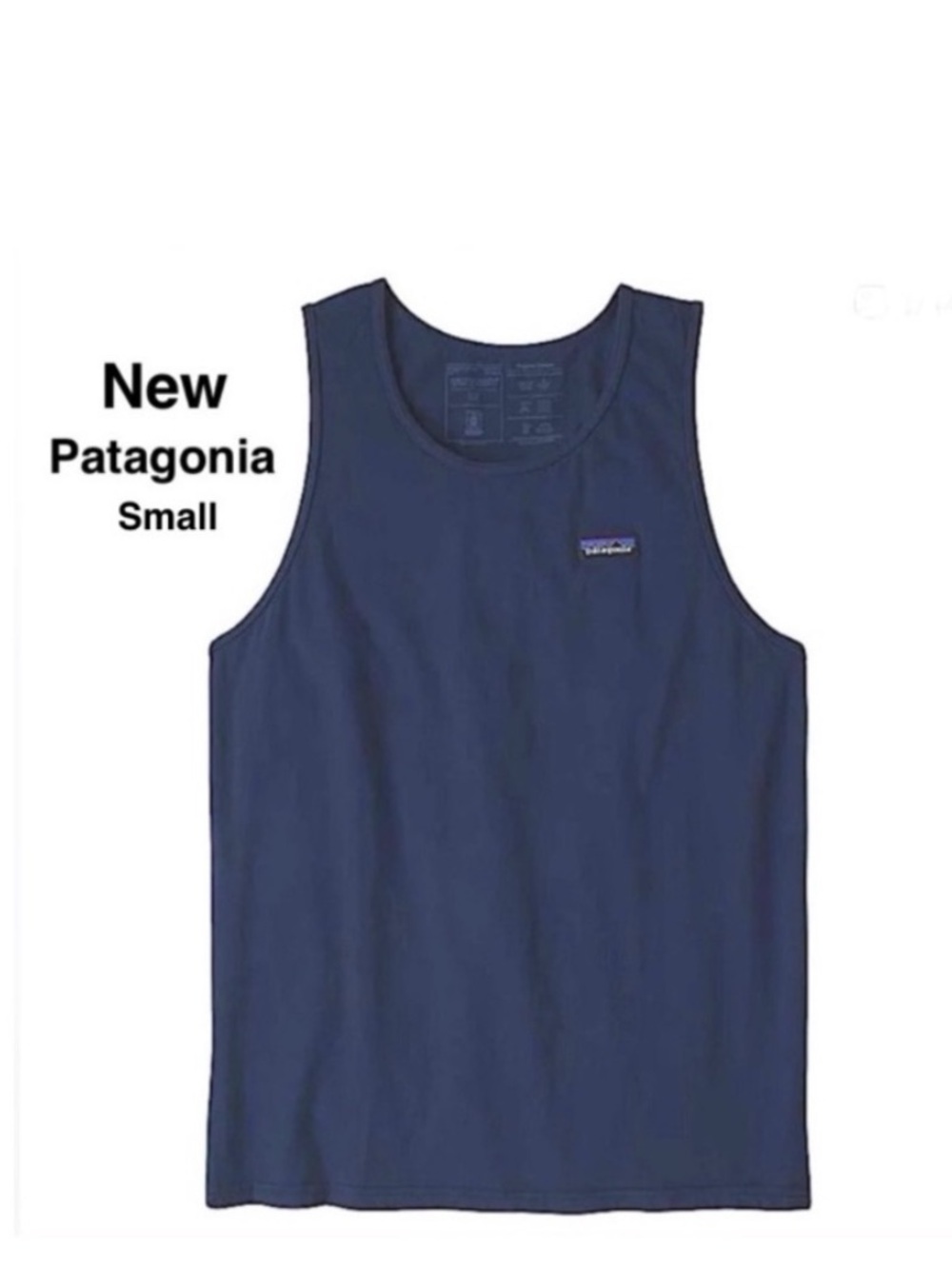 New Patagonia P-6 Label Organic Cotton Tank - Men's small navy ⭐️⭐️⭐️⭐️